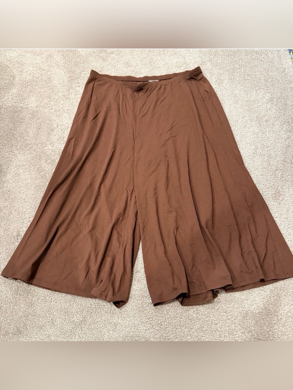 NWT J.Jill Super Wide Leg Cropped Brown Pull On Pants Stretch Size XL